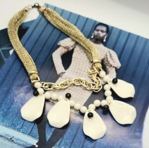 Vintage Runway Mesh Chain Link Gold Statement Necklace